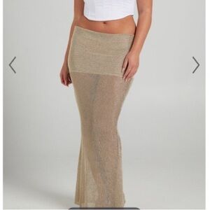 LIONESS - THE KENDALL MIDI SKIRT IN GOLD